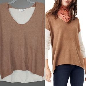 Madewell Kimball pullover sweater tan colorblock S
